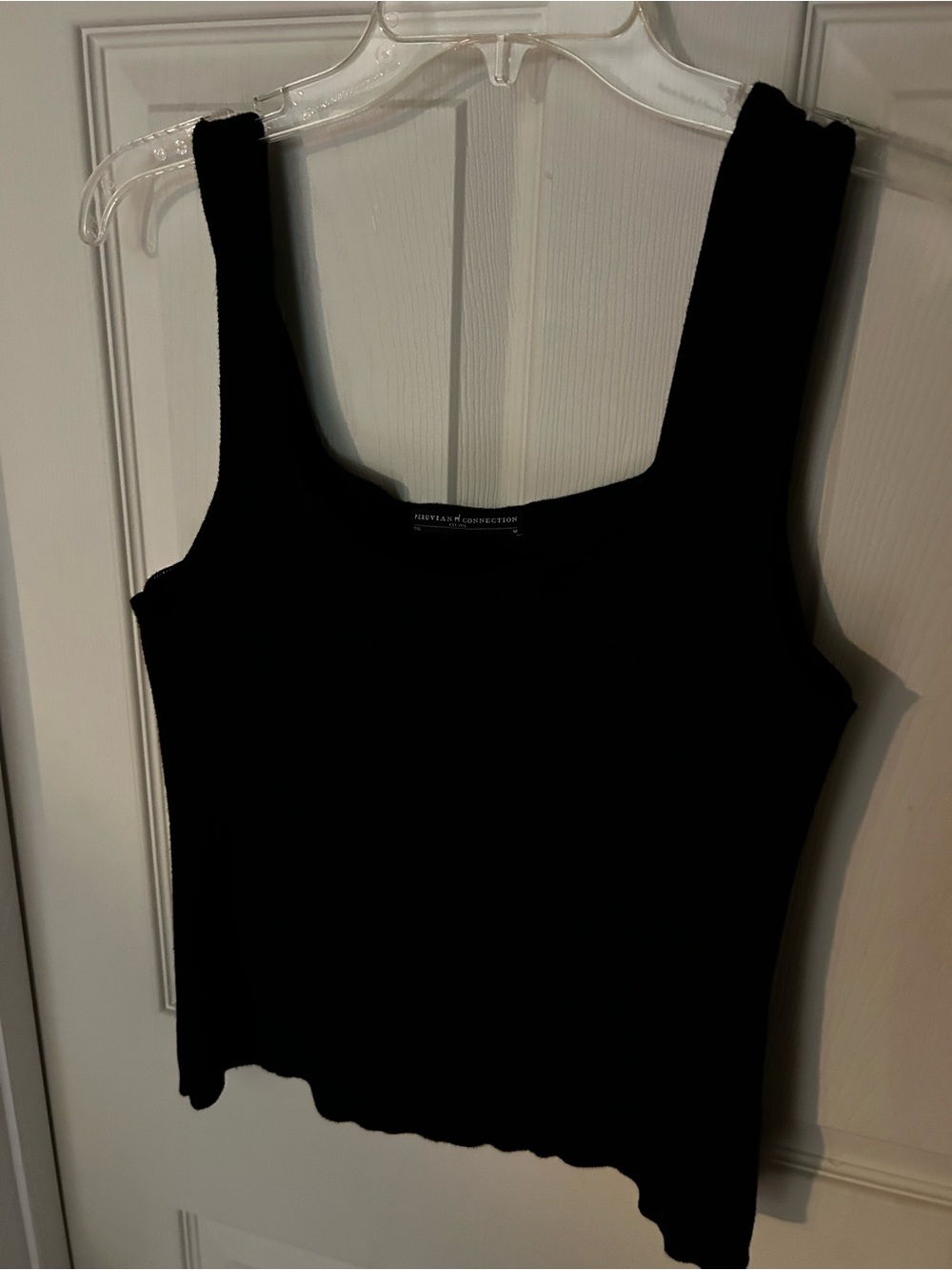 Peruvian Connection Black Square-Neck Knit Tank